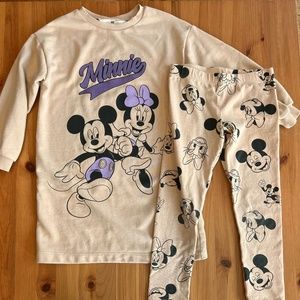 H&M Girls Disney Minnie Mouse Sweatshirt/Legging Matching Set, Size S (6)